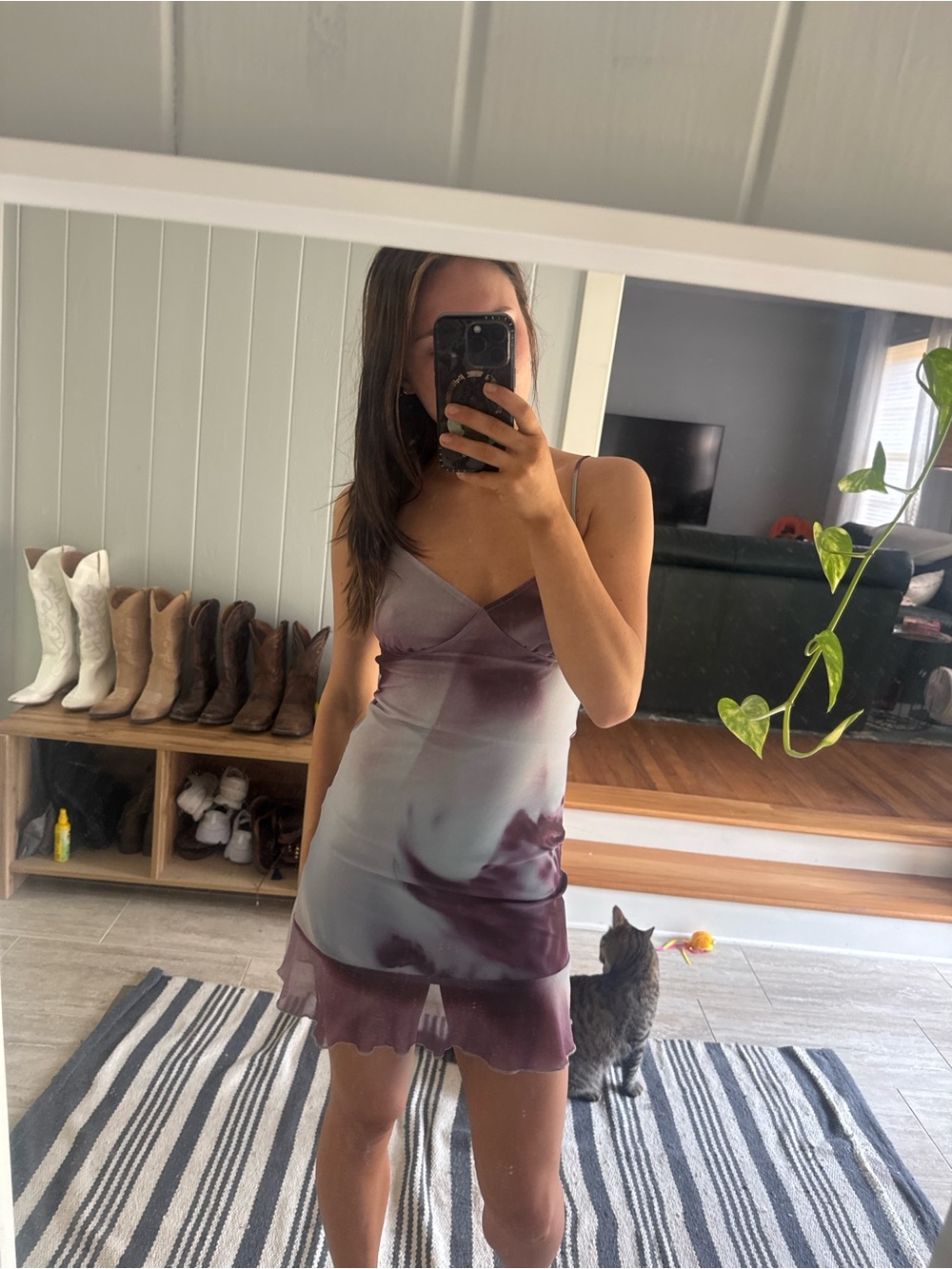 Women’s Slip Dress in Mauve Tie-Dye